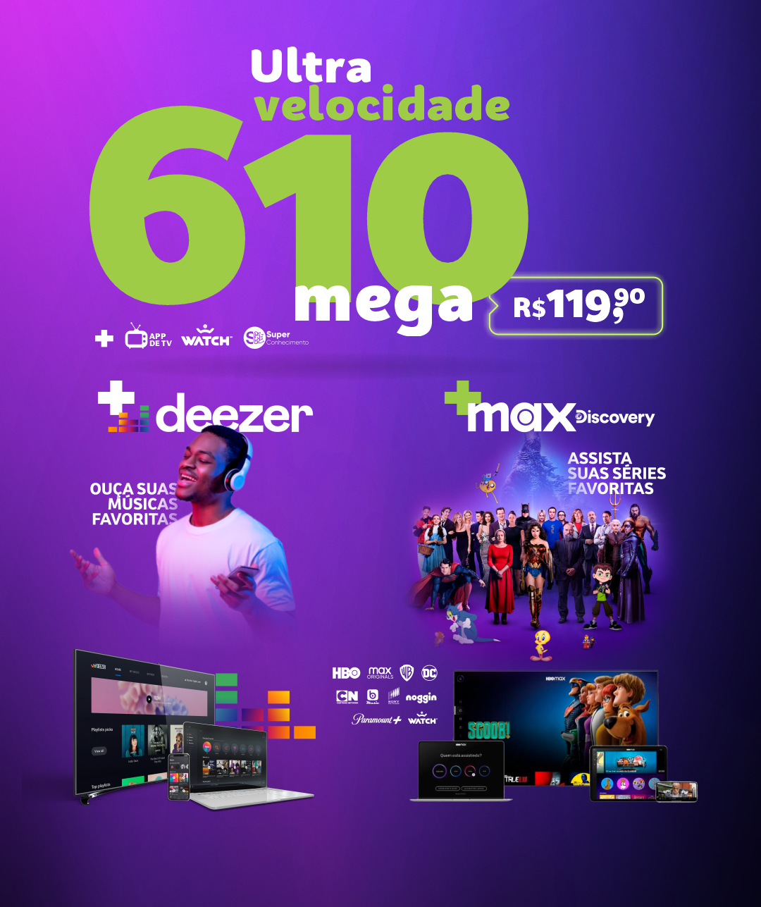 Plano de internet com MAX e Deezer New Center mobile